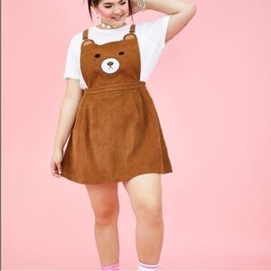 Sugar Thrillz Dolls Kill Pinafore Overalls Dress 1X BB Bear Rilkkuma Corduroy
